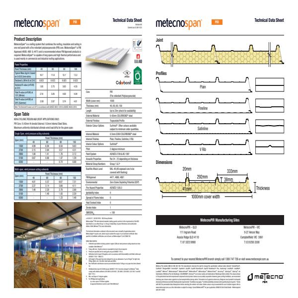 MetecnoSpan Tech Data Sheets 