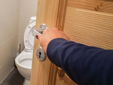 A bathroom door that opens inwards reduces usable space inside the bathroom