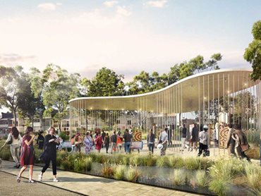 Artist’s impression of new open space fronting Wilson Street. Image credit: Transport for NSW