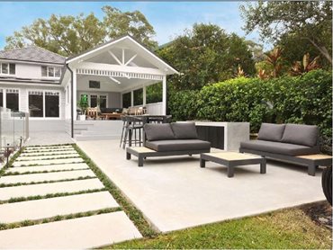 Architectural Grey Polished/Honed Concrete in the entertaining and alfresco area