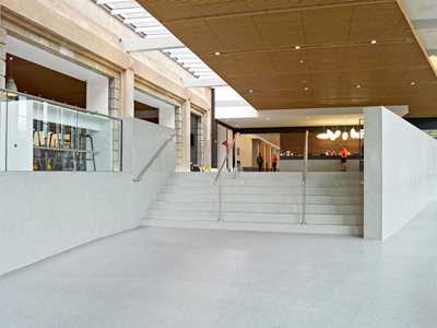 Interior of shopping centre with resin flooring 