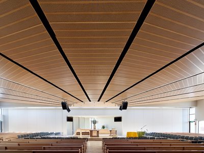 Atkar Catherine of Siena Church Henderson Lodge Slotted Timber Panels