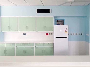 IntraSpace supplied metal lockers, wheeled plastic bins, and refrigerators to the hospital