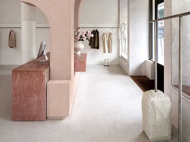 With the selection of pink marble, the palette directly reflected the brand
