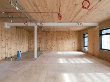 The primary wall, floor, and stair structure from the first floor up is entirely CLT