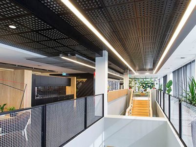 Commercial Offices Interior Black Timber Tiled Ceiling