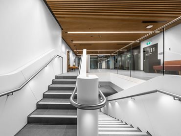 Corian® brings a contemporary and sleek touch to the staircase design