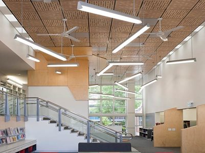 Commercial Library Timber Tiled Ceiling