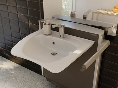 adjustable wash basin with support arm