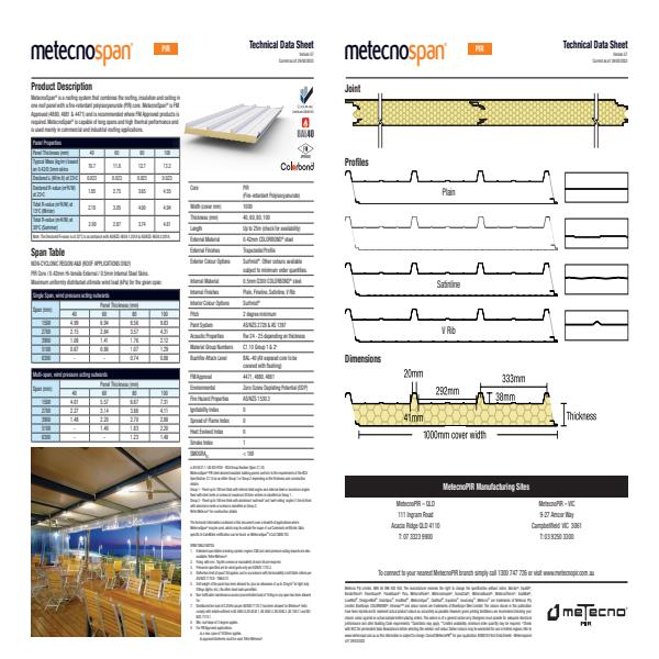 MetecnoPIR Tech Data Sheets MetecnoSpan