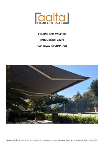Folding Arm Awnings technical information