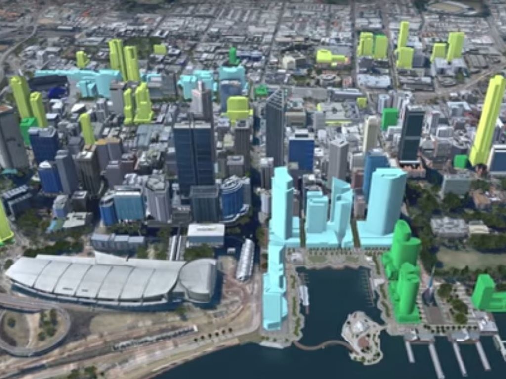 City of Perth have released 3-D model images showing how the approx. 60 new developments will re-shape the city skyline. Image: City of Perth
