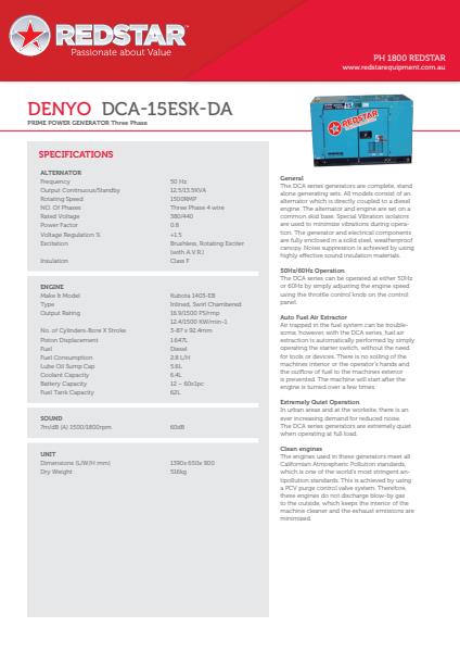 DENYO DCA-15ESK-DA Three Phase Power Generator