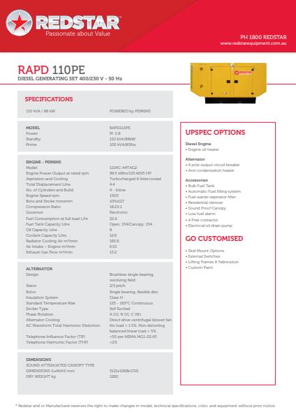 RAPD 110PE Diesel Generating Set