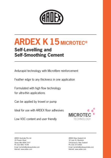 ARDEX K15 Micro Rapid Drying Self Levelling Smoothing Compound