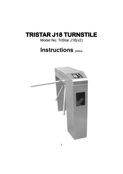 TriStar J18 Stainless steel waist height turnstiles Instructions Brochure