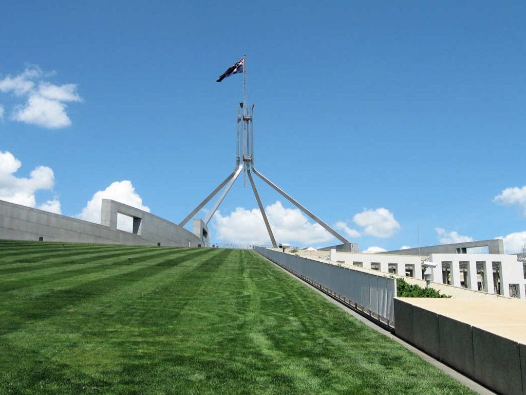 In what has caused a few eyebrows to be raised across the architecture world, a new 2.6-metre-high anti-terror fence is being erected in front of Australia&rsquo;s iconic Parliament House in the nation&rsquo;s capital, Canberra. Image: Sydney Excursions

