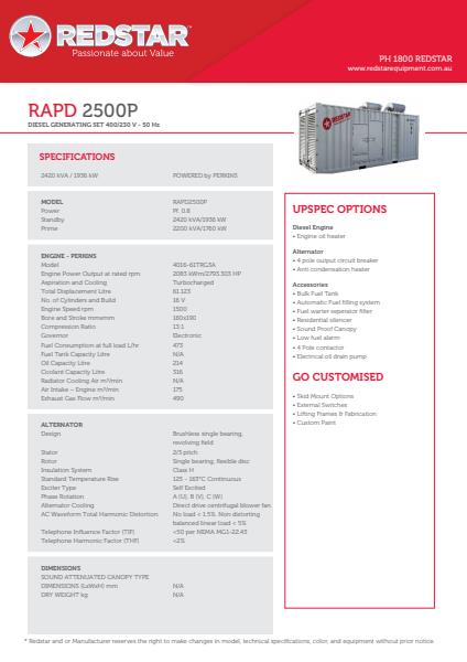RAPD 2500P Diesel Generating Set