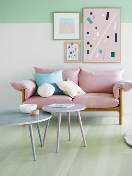 Pastel shades are ideal for revamping pieces of feature furniture or giving hardwood floors a new lease on life