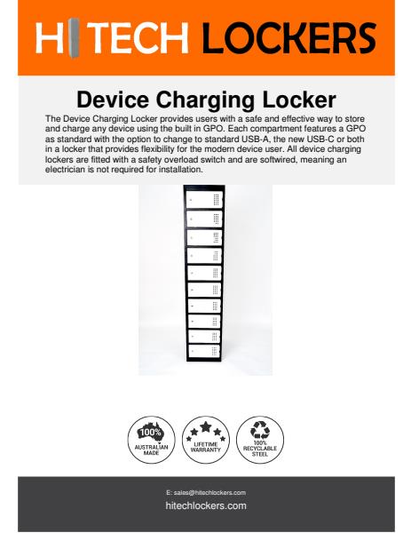 Device Charging Locker Hi Tech Lockers Spec Sheet