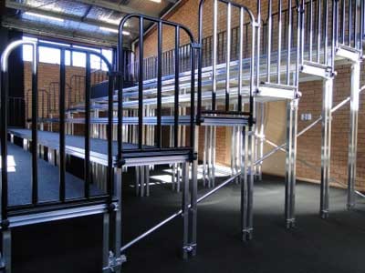Adjustable height legs and stair rails