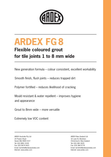 ARDEX FG 8 Flexible coloured grout for tile joints 1 to 8 mm wide