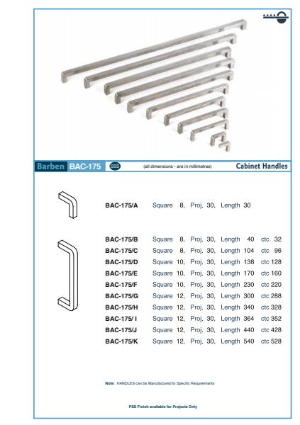 BAC-175 Cabinet Handle Specifications