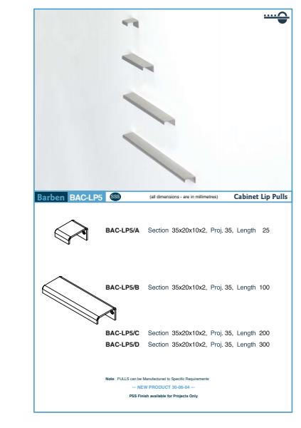 BAC-LP5 Cabinet Handle Specifications