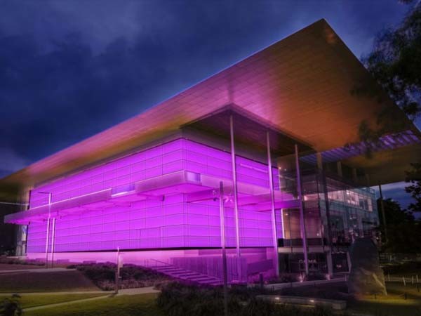 Artist&rsquo;s impression of the Gallery of Modern Art building illuminated by Turrell&#39;s imminent light installation Image: QAGOMA
