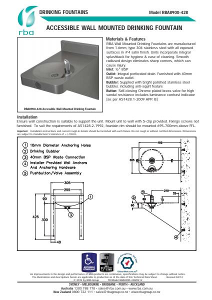 Accessible Wall Mounted Drinking Fountain