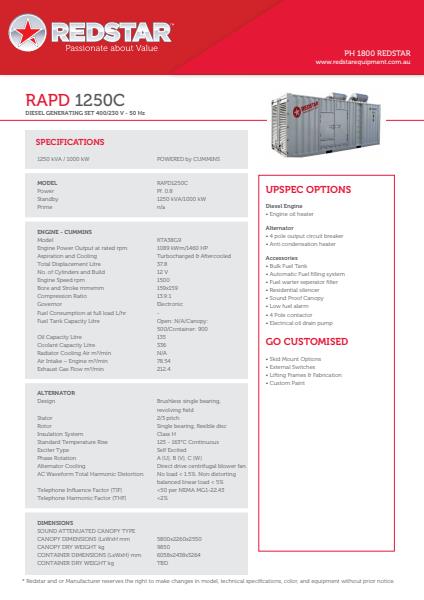RAPD 1250C Diesel Generating Set