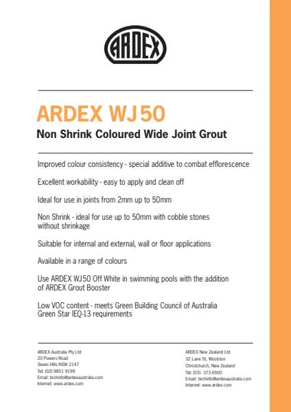 ARDEX WJ 50 Non Shrink Coloured Wide Joint Grout 5 to 50mm