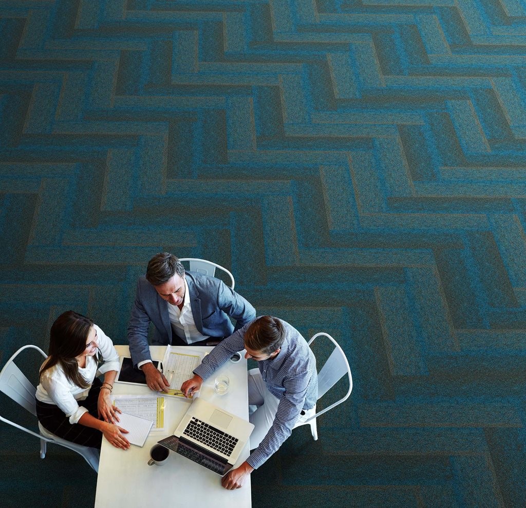 EcoSoft carpet tiles are ideal for absorbing ambient and impact noise and lowering reverberation time in a room
