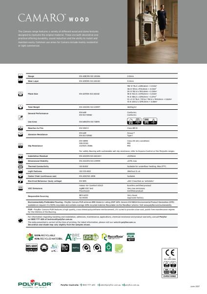 Polyflor Camaro flooring collection performance properties
