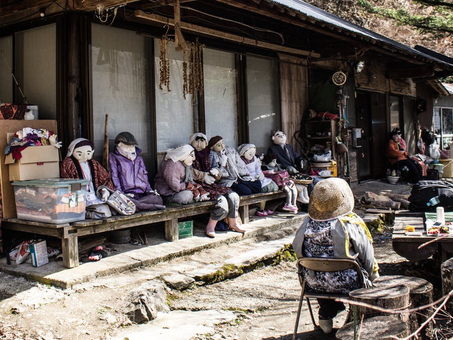 In Nagoro, in Tokushima Pefecture, one resident has made around 300 dolls to replace villagers who are no longer around. Photography by Roberto Maxwell&nbsp;
