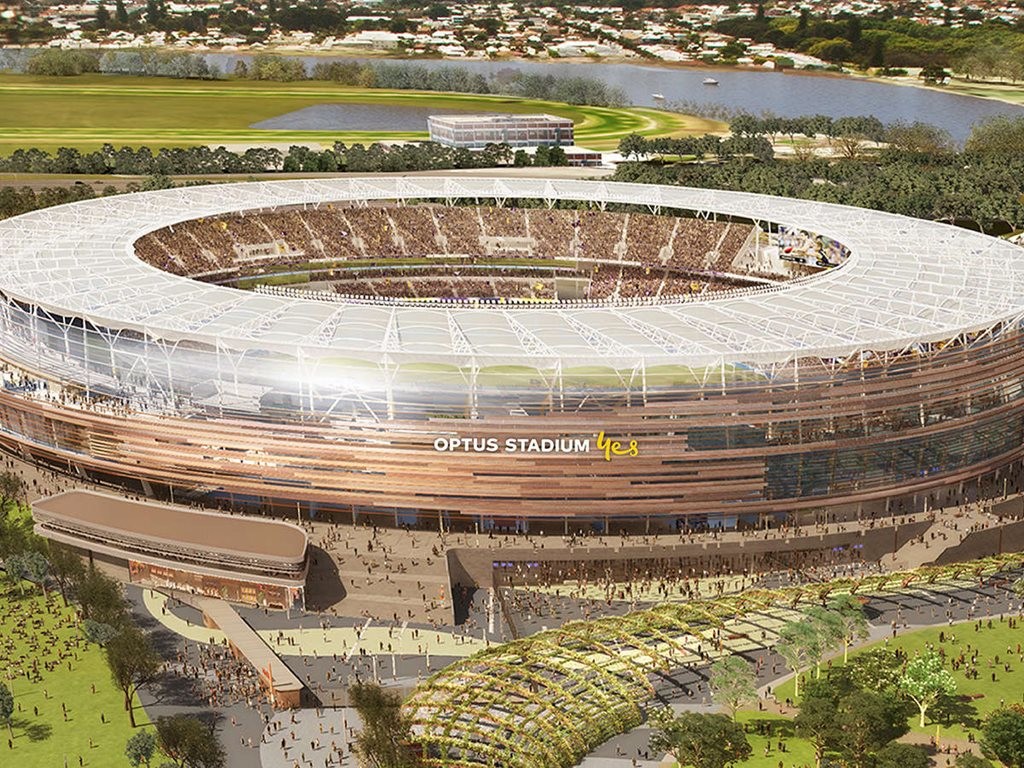 The Western Australian government-owned Perth Optus Stadium, began construction in December 2013 and remains on schedule to open this Sunday, 21 January 2018.&quot;&nbsp; Image: Optus
