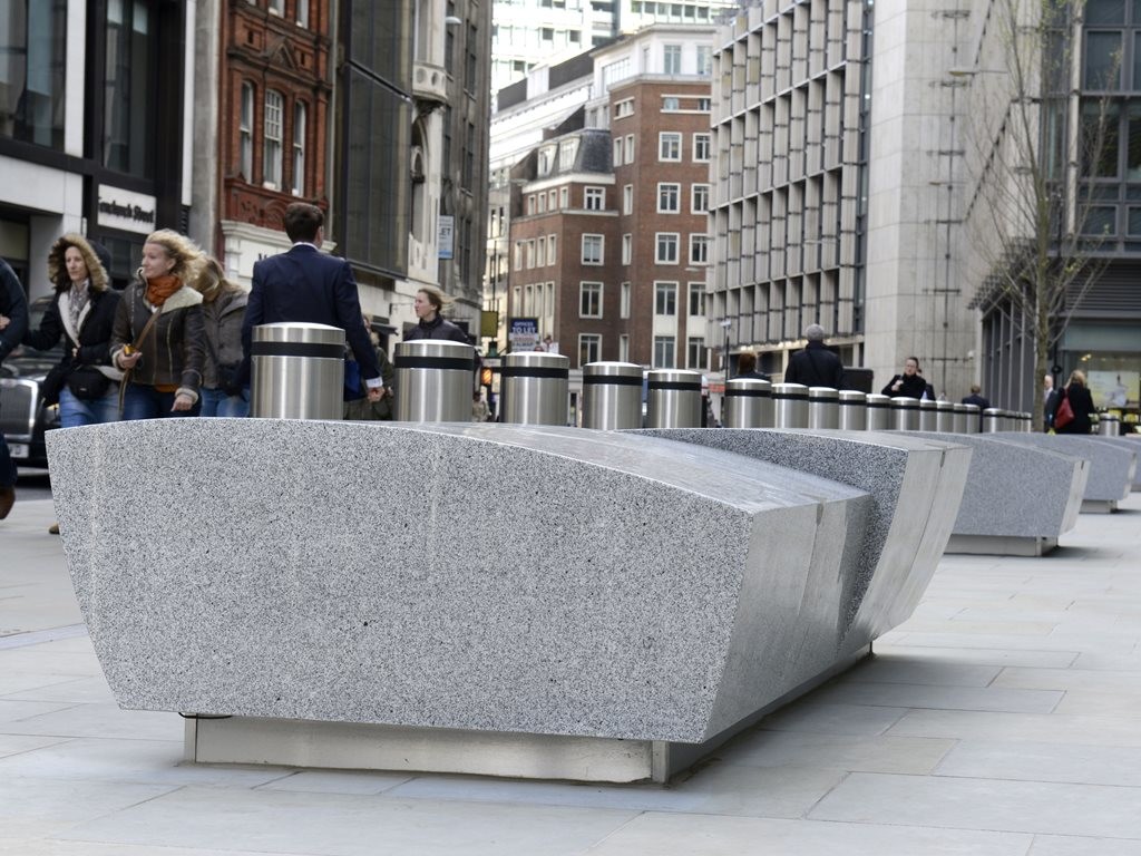 Anti-terror bollards are being installed across the world&#39;s urban centres. Image: Townscape Products
