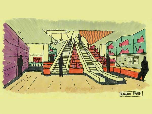 Ground foyer concept sketch for Koorie Heritage Trust. Project by Lyons and IADV
