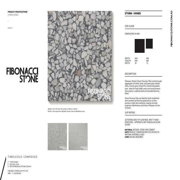 Fibonacci Stone Storm Honed Product Sheet
