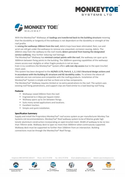 Monkey Toe® Walkway Systems Product Information