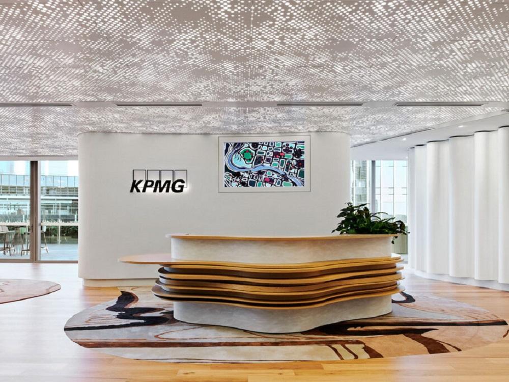 Corian® was a key element in achieving a sculptural look for the KPMG Parramatta Concierge counter
