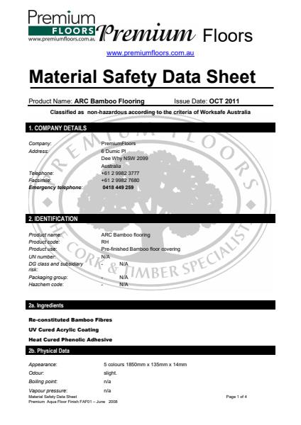 Bamboo Material Safety Data