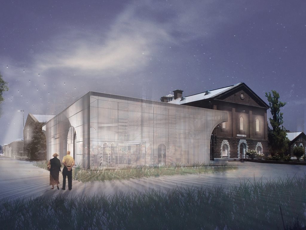 Ola Studios&#39; vaulted, transparent design has won a competition to transform Building 18 of Victoria&#39;s historic Pentridge Prison. Image: Shayher Group
