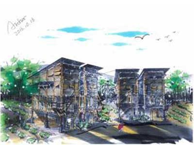 A concept drawing for the planned village by UNSW students
