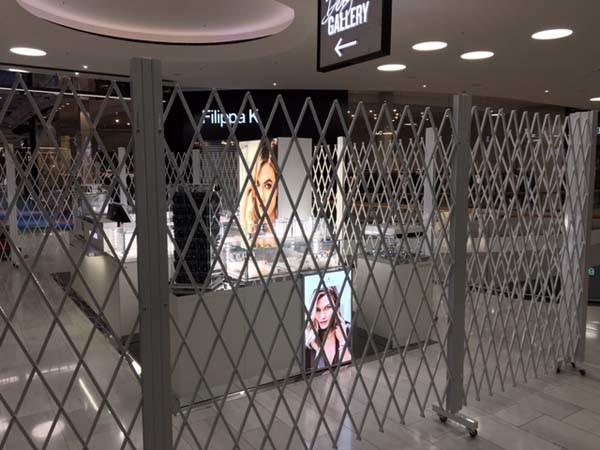 Swarovski store in Stockholm featuring expandable gates
