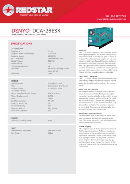 DENYO DCA-25ESK Three Phase Power Generator