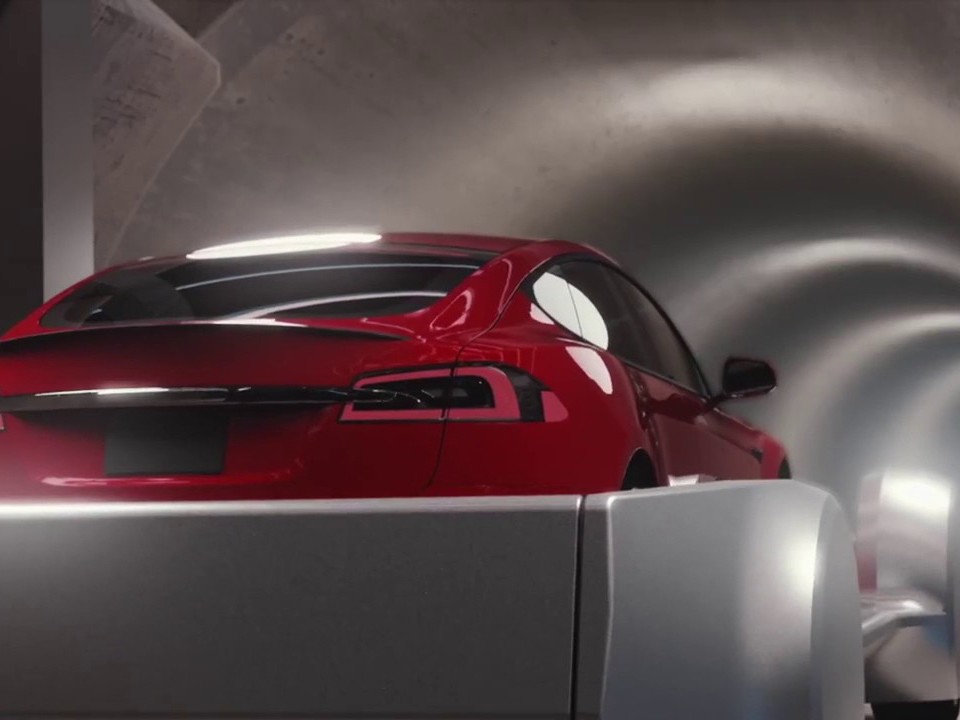 An impression of Elon Musk&#39;s proposed underground network of &#39;skating&#39; cars. Image: YouTube

