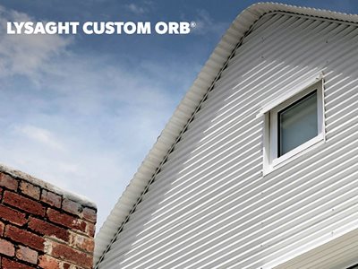 Lysaght Custom Orb White Against Brick