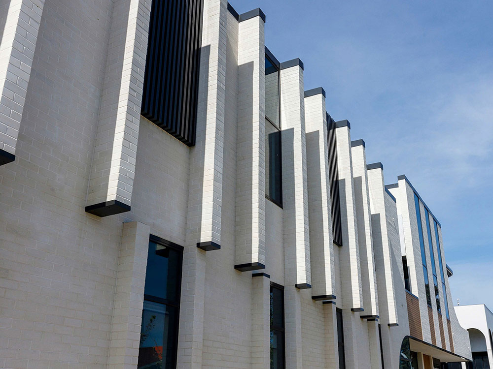 The Clyde Health Hub in Victoria features brick slips finished in Salt