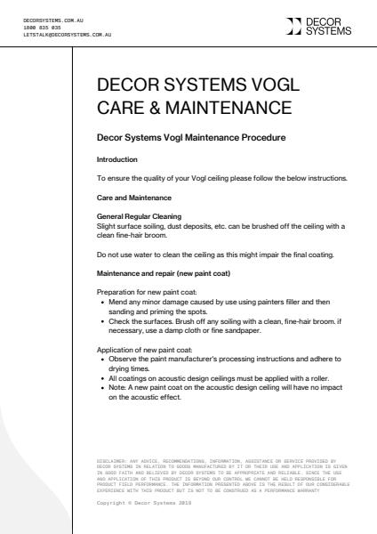 Vogl Care Maintenance